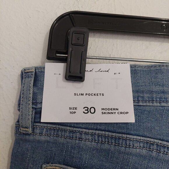 LOFT Modern Skinny Crop Women's 10P Light Wash Blue Stretch Denim Jeans Hi Rise - Picture 6 of 10